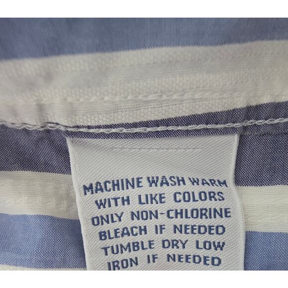 Faconnable Shirt Men's L Blue White Bold Stripe Textured Cotton Button Down - Picture 8 of 10